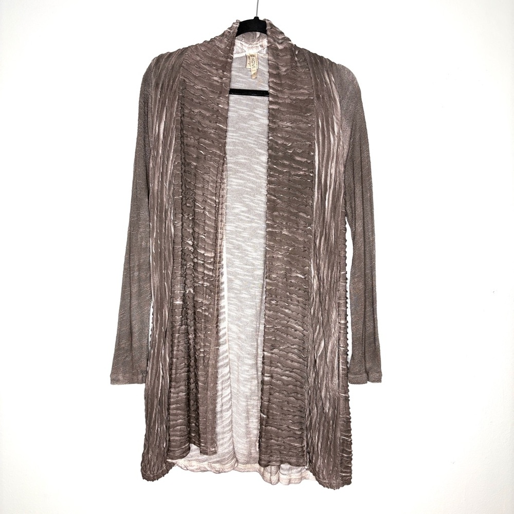 XCVI Open Front Textured Distressed Knit Cardigan Cotton Modal In Brown Size S